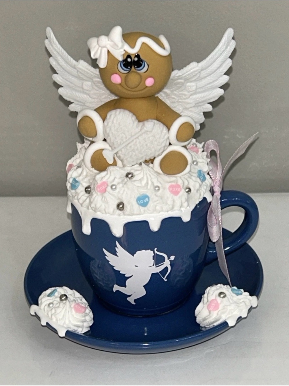 Cupid Gingerbread Fake Whip Cream Mini Mug Display